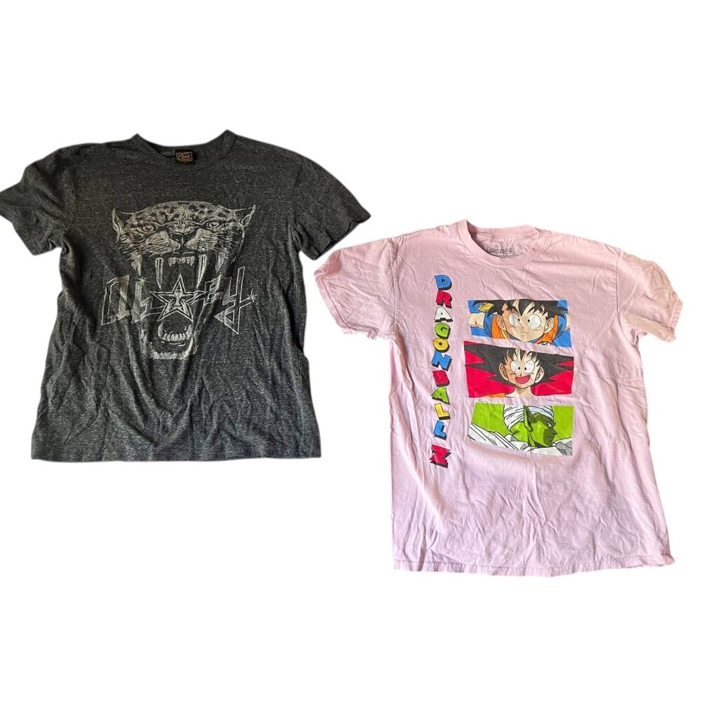 Two T-Shirts Obey & Dragonballz Graphic T-Shirts Size  Medium Cotton Poly Blend
